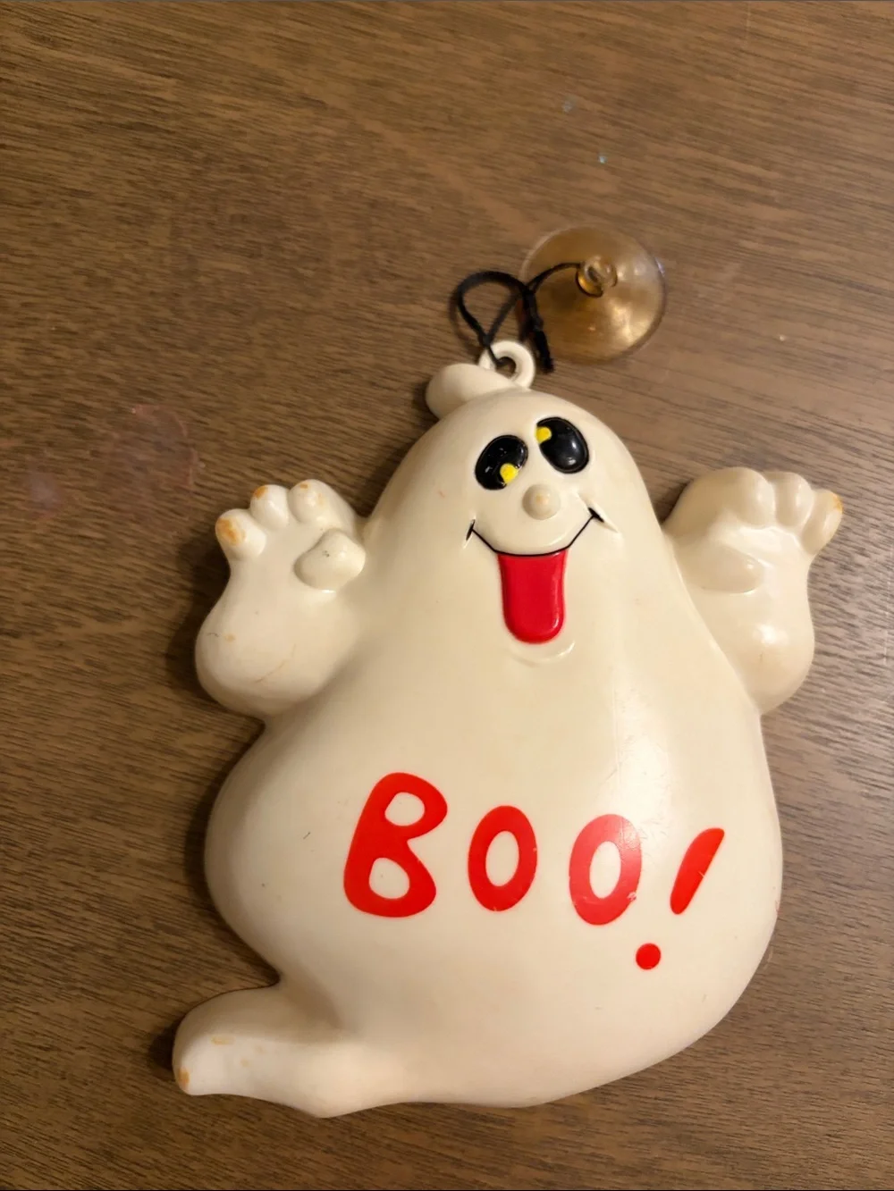Halloween Vintage Plastic Decorations White Ghosts & Orange Pumpkins Set